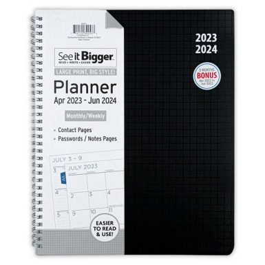 See It Bigger Monthly & Weekly Planner,  (9.75" x 11") Black