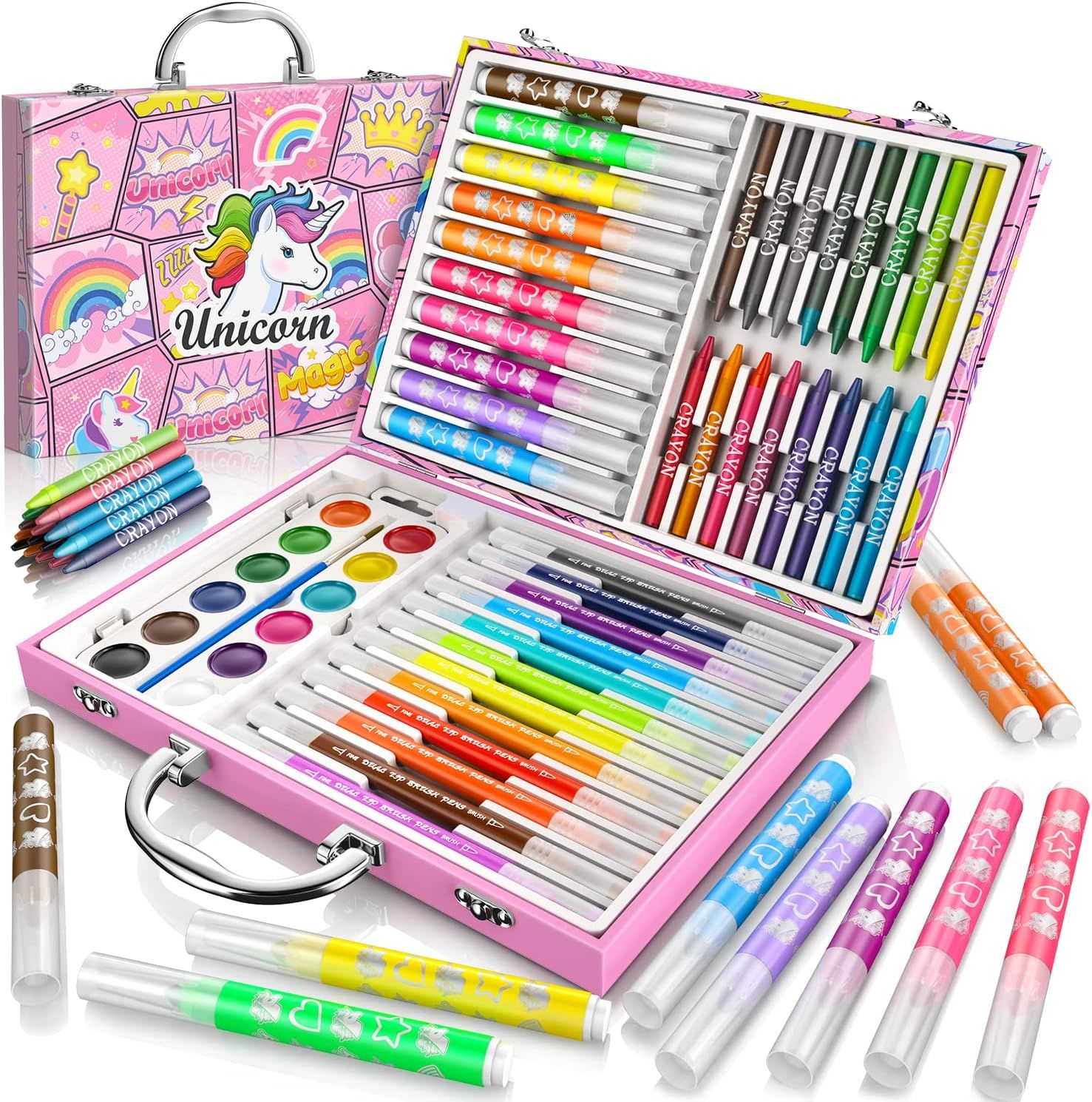 Litokido Unicorn Art Set: A complete painting and drawing kit with washable markers, perfect for kids aged 3-12.